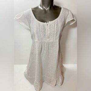 100% Linen Cream Button-Down Women's Blouse